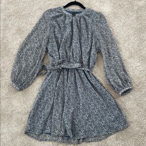 Banana Republic Long Sleeve Floral Dress in Blue